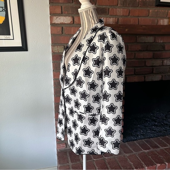 Anthropologie Hutch Oversized Shantung Star Print Blazer in Black & White Sz S - Picture 5 of 9